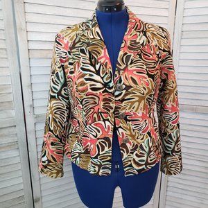 RQT Funky Palm Print Half Jacket / Blazer Small